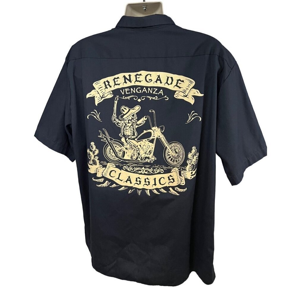 Dickies Renegade Classics Motorcycle Gray Mechanic Garage Button Up Shirt 3XL